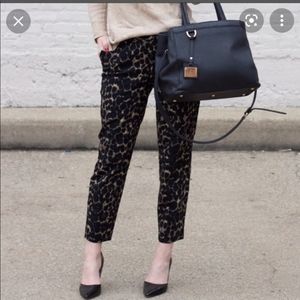 Old Navy Harper Mid Rise Brown Leopard Stovepipe Pants Brown Size 10 Regular